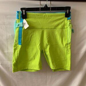 DISNEY MICKEY & CO x OUTDOOR VOICES Goofy Snacks Bike Shorts in Lime Green Sz M
